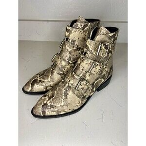 Steven New York Harmon Snake Print Buckle Ankle Boots Women’s 9M Faux Leather